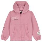 Girls Pink Hooded Zip Up Top, 1, hi-res