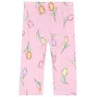 Younger Girls Pink Floral Leggings, 1, hi-res