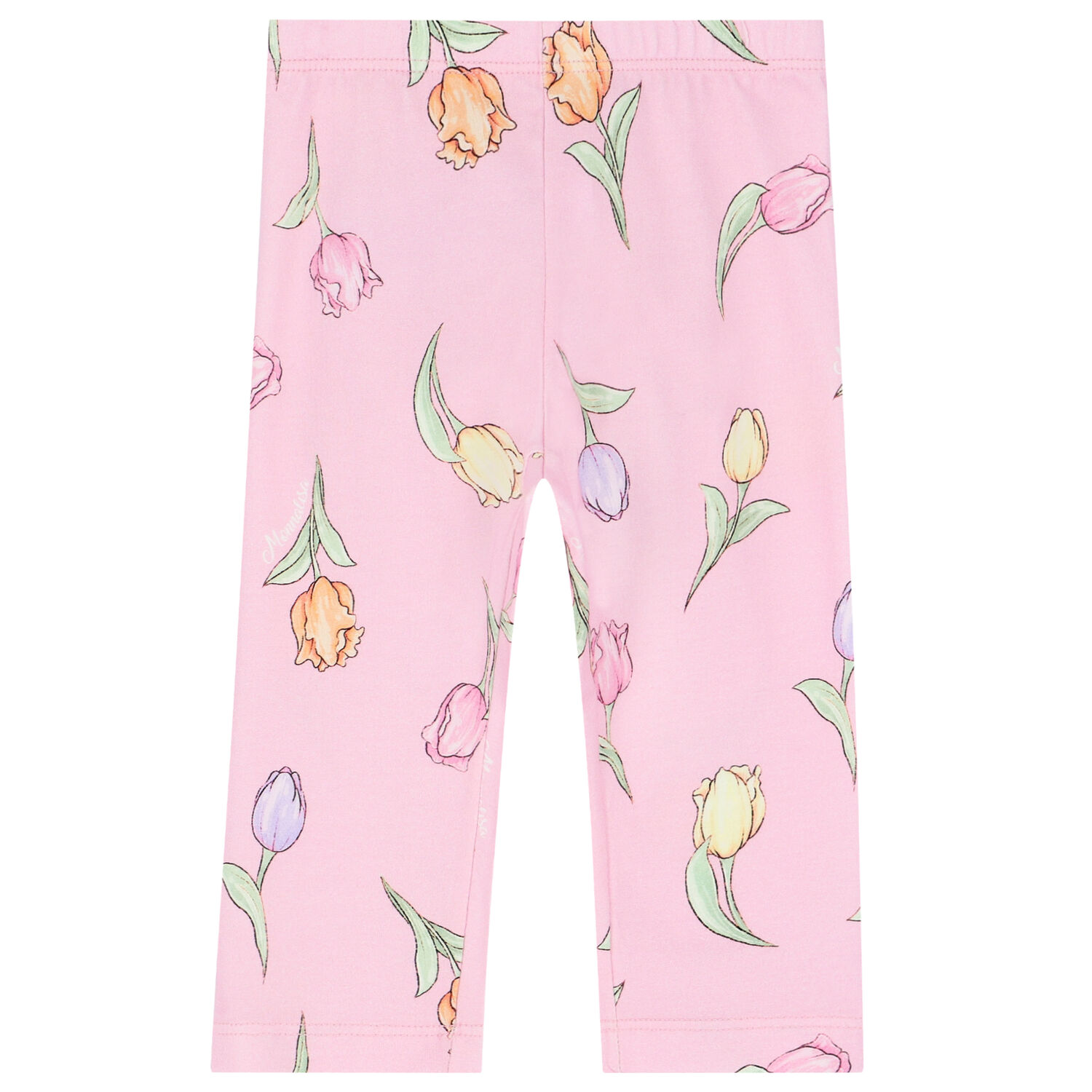 Younger Girls Pink Floral Leggings, 1, hi-res