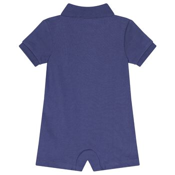 Baby Boys Blue Logo Polo Romper