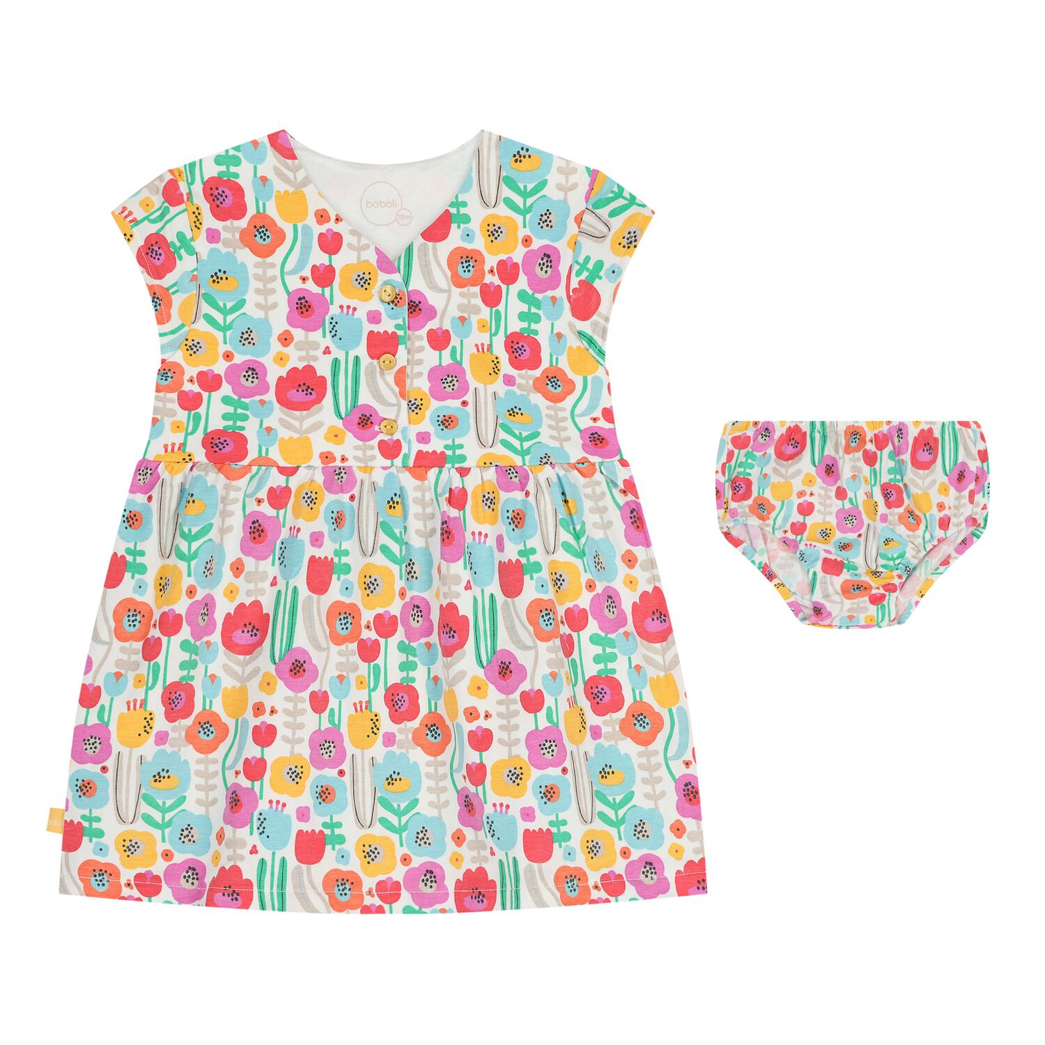Baby Girls Multi-Coloured Floral Dress Set, 1, hi-res