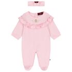 Baby Girls Pink & Gold Logo Babygrow Gift Set, 2, hi-res