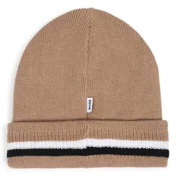 Baby Boys Beige Logo Beanie Hat