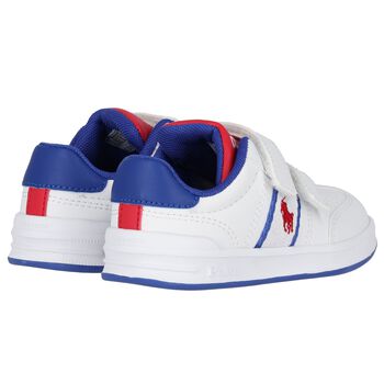 Younger Boys White Logo Trainers