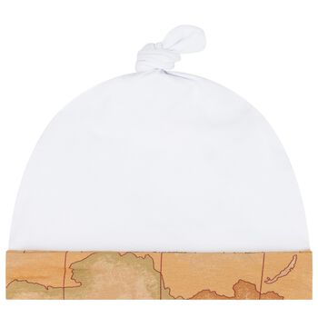 White & Beige Geo Map Romper Set
