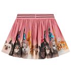 Girls Pink Cat Skirt, 1, hi-res