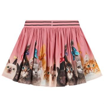 Girls Pink Cat Skirt