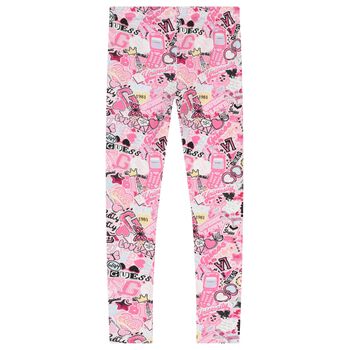 Girls Pink Logo Leggings