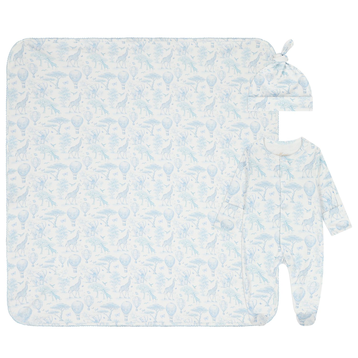 Baby Boys White & Blue Africa Babygrow Gift Set, 1, hi-res