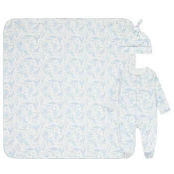 Baby Boys White & Blue Africa Babygrow Gift Set