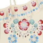 Girls Beige Shell Ruffled Swimsuit, 1, hi-res