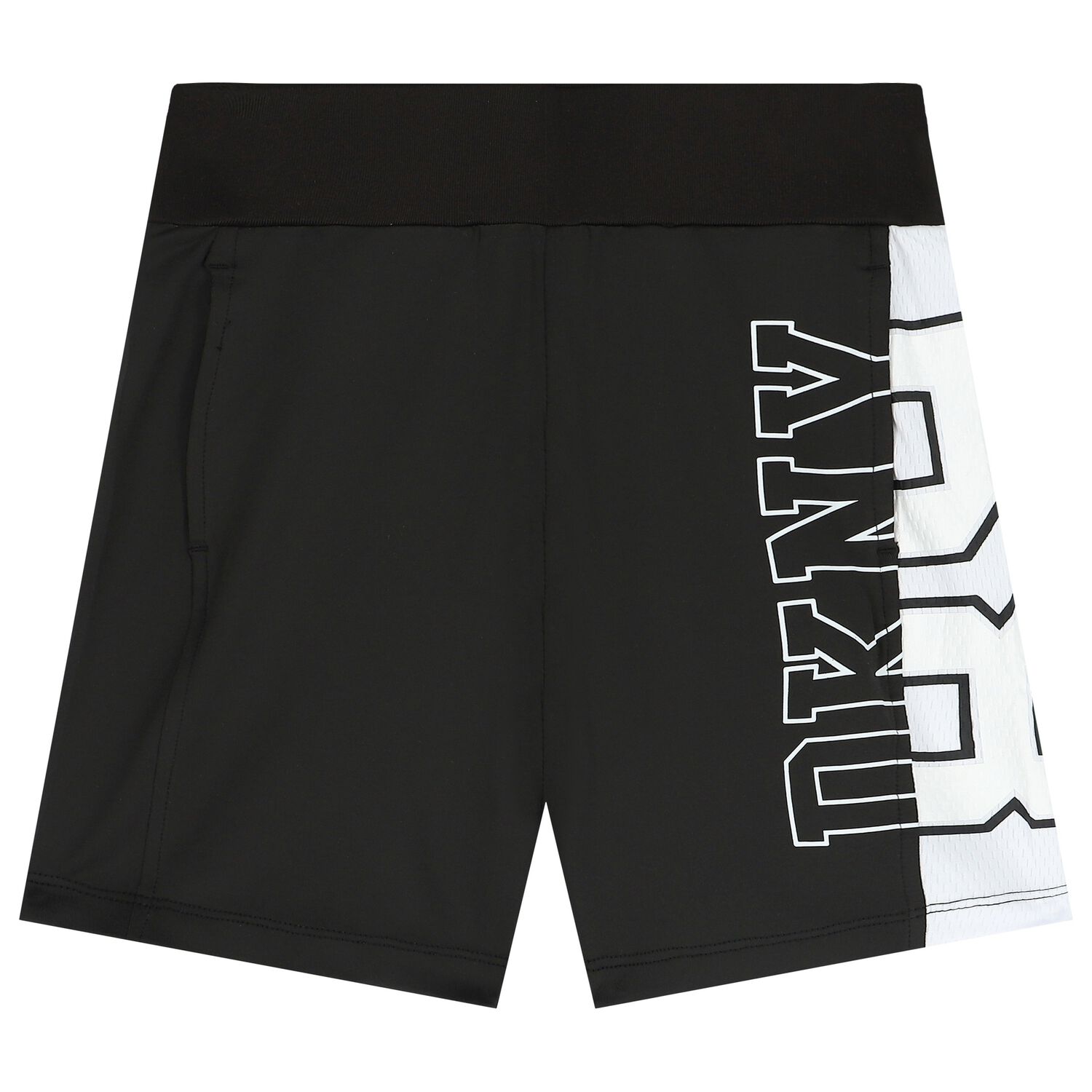 Boys Black & White Logo Shorts, 1, hi-res