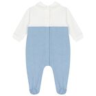 Baby Boys White & Blue Babygrow, 1, hi-res