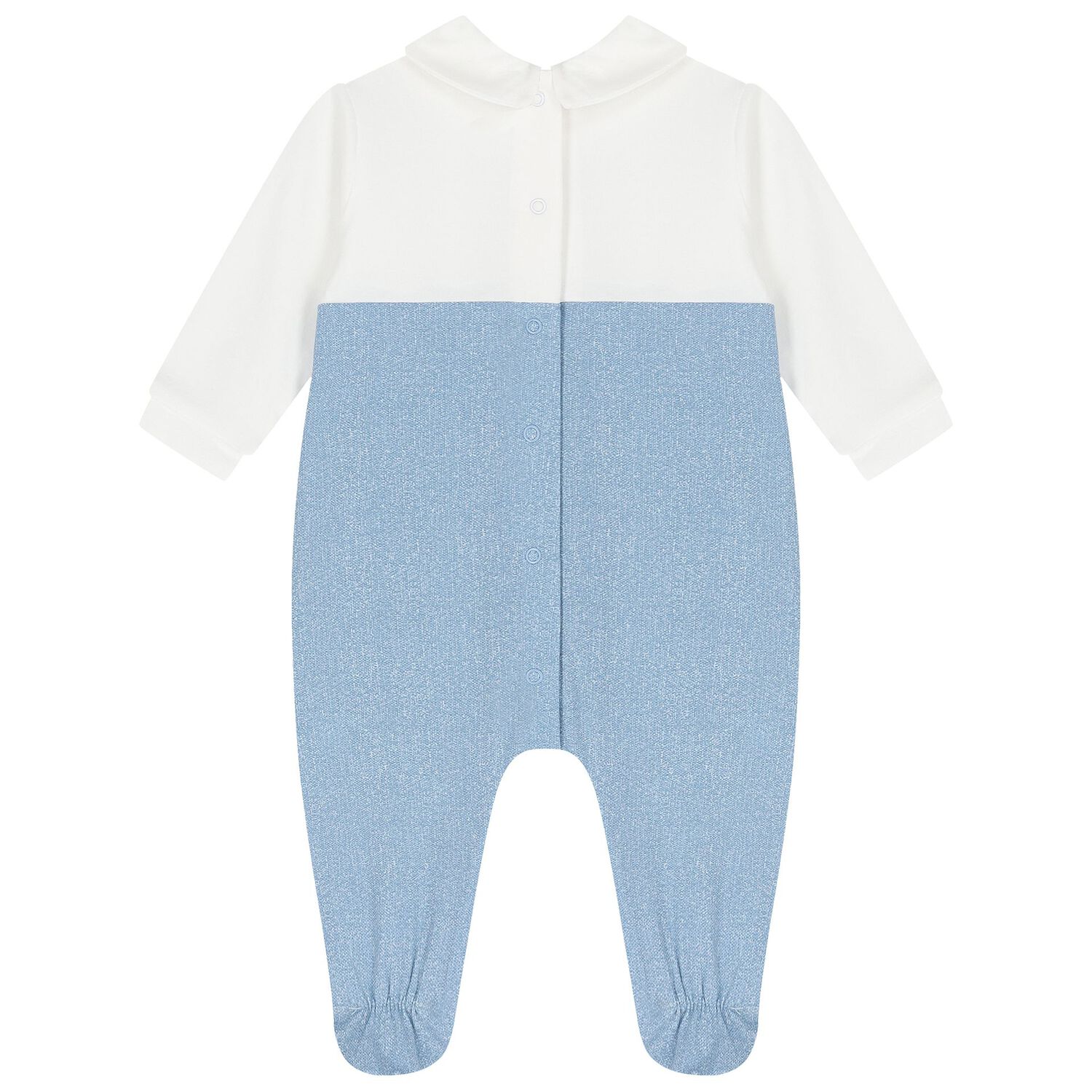 Baby Boys White & Blue Babygrow, 1, hi-res