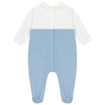 Baby Boys White & Blue Babygrow