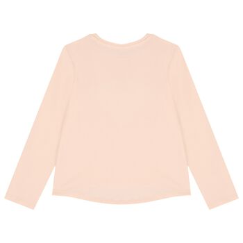 Girls Pink Logo Long Sleeve Top
