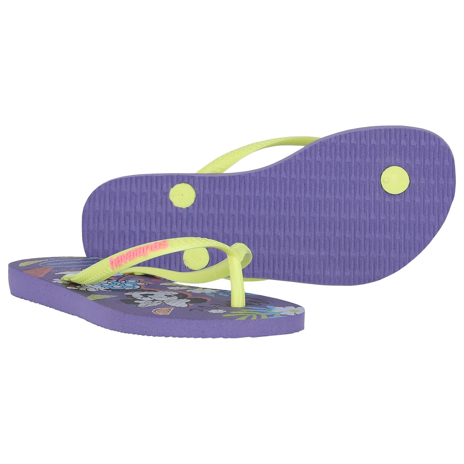 Girls Purple Disney Logo Flip Flops, 1, hi-res