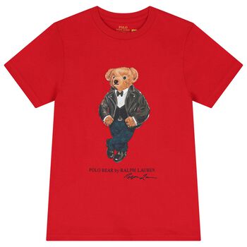 Boys Red Polo Bear T-Shirt