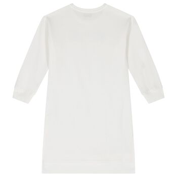 Girls Ivory Teddy Bear Logo Dress