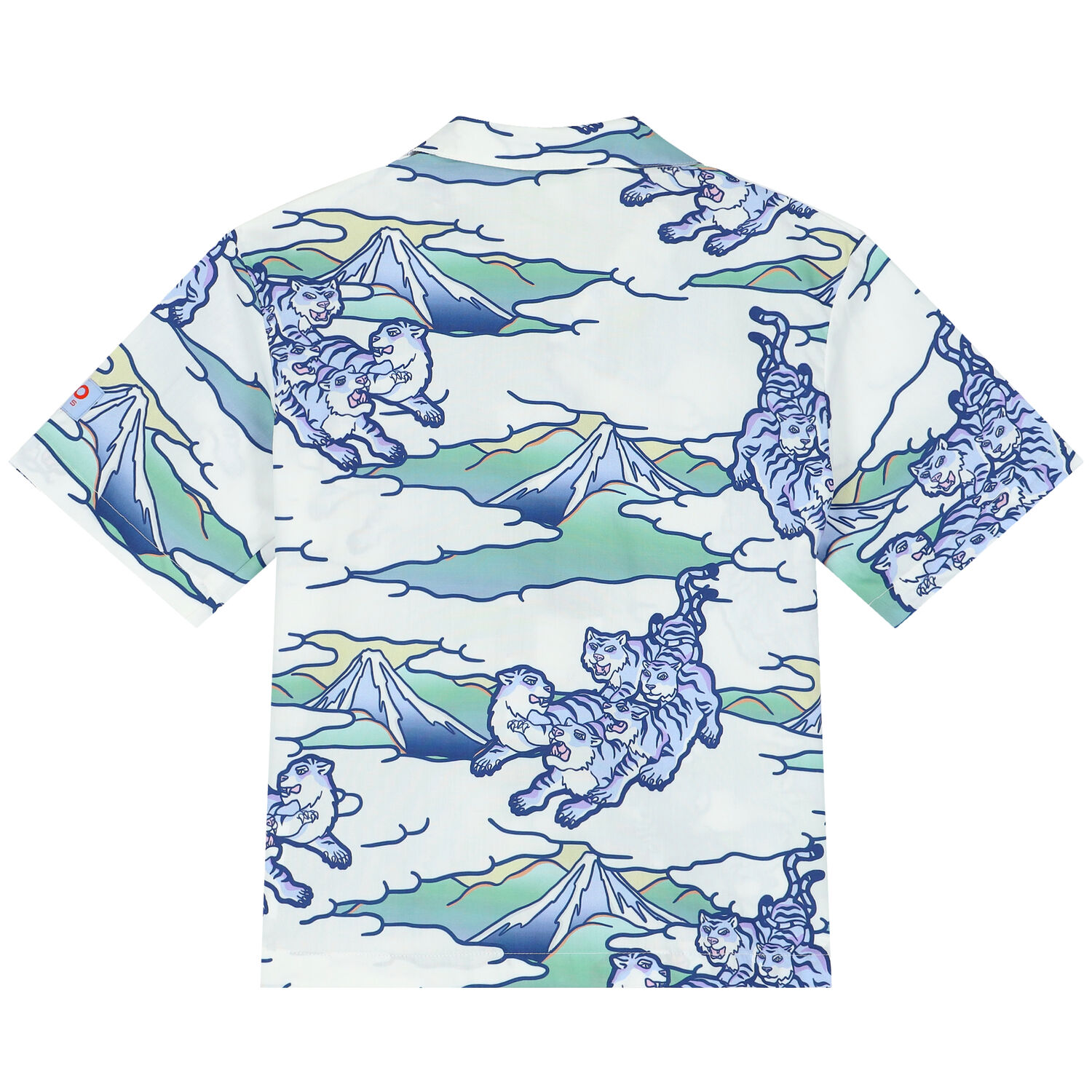 Boys White & Blue Tiger Poplin Shirt, 1, hi-res