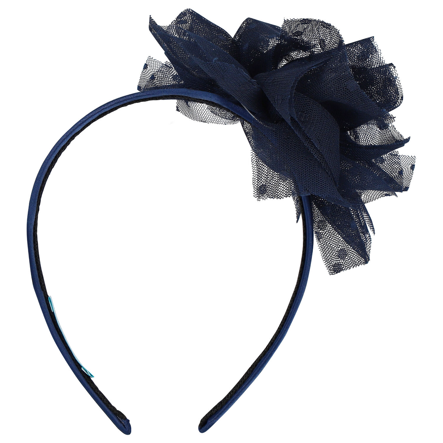 Girls Navy Blue Tulle Flower Headband, 3, hi-res