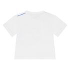 Boys White & Blue Ikonik Karl Shorts Set, 1, hi-res