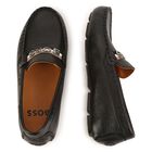 Boys Black Logo Moccasins, 1, hi-res