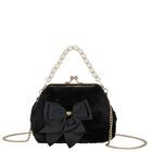 Girls Black Faux Fur Handbag, 1, hi-res