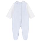 Baby Boys White & Blue Rabbit Babygrow, 1, hi-res