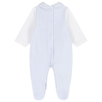 Baby Boys White & Blue Rabbit Babygrow