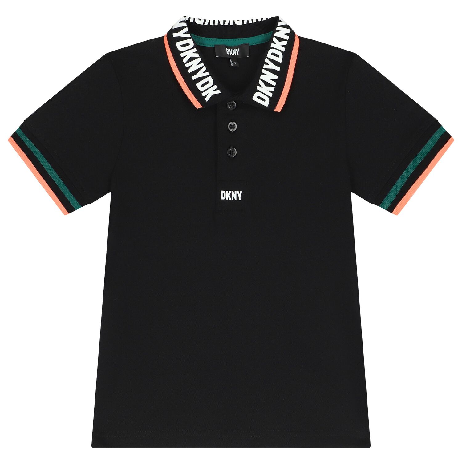 Boys Black Logo Polo Shirt, 1, hi-res