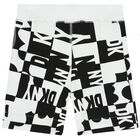 White & Black Logo Reversible Shorts, 1, hi-res