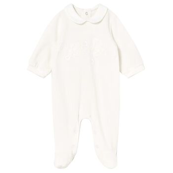 Baby Girls White Flower Babygrow