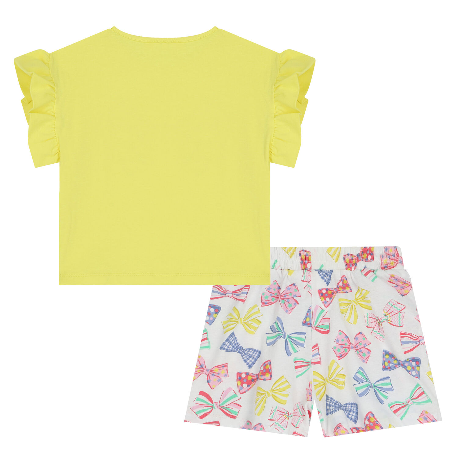 Girls Yellow & White Shorts & T-Shirt Set, 1, hi-res