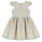Girls Gold & Blue Jacquard Dress, 2, hi-res