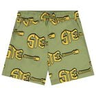 Boys Green & Yellow Guitar Swim Shorts, 1, hi-res