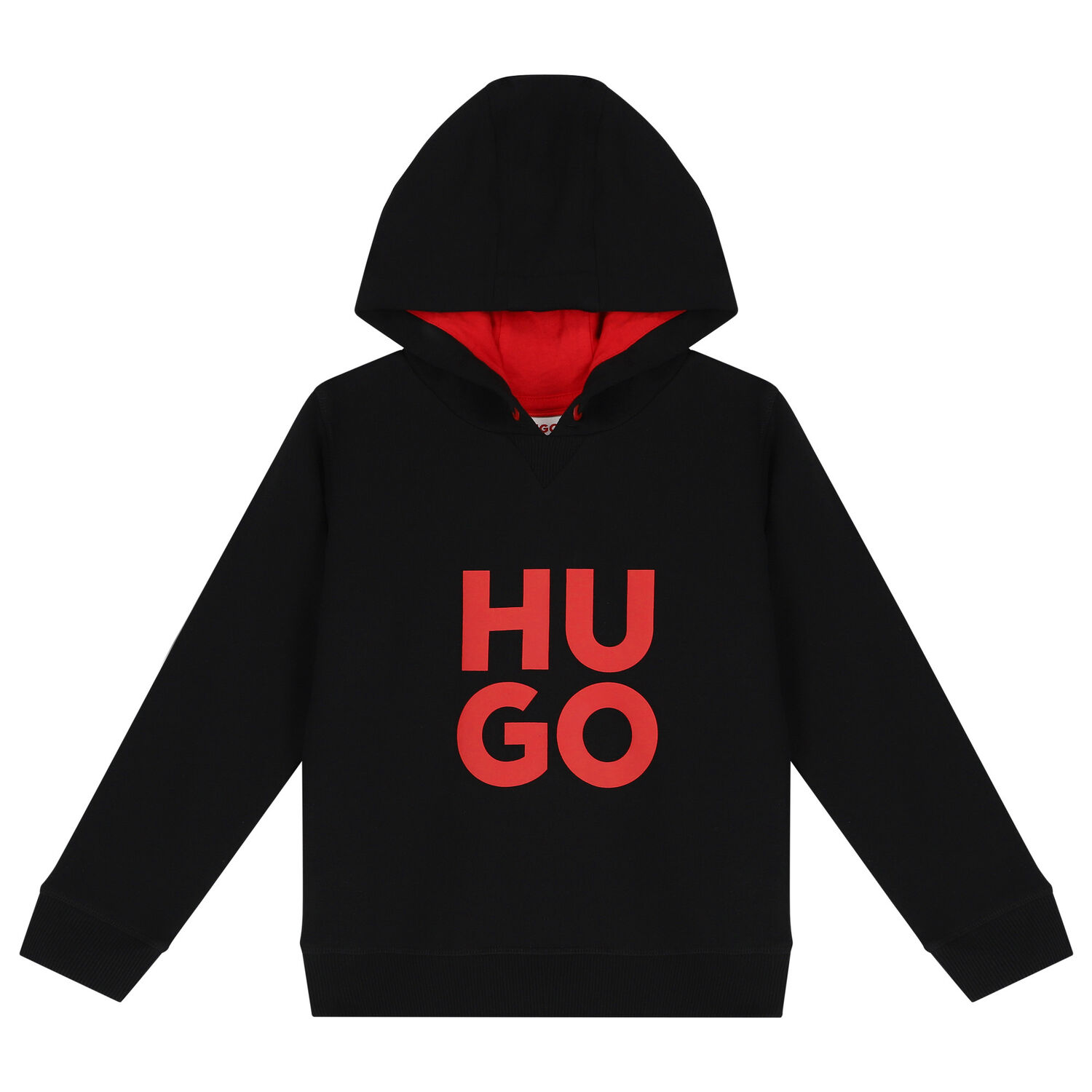 Boys Black Logo Hooded Top, 1, hi-res