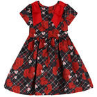Girls Navy Blue & Red Tartan Dress, 1, hi-res