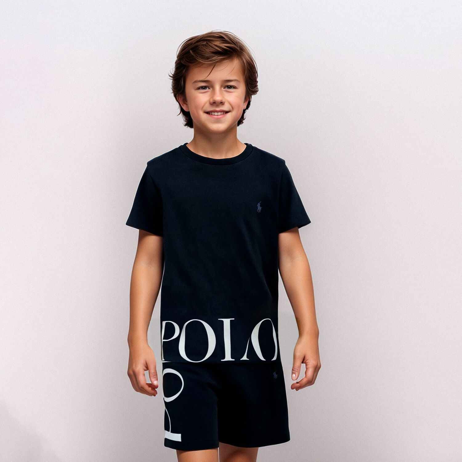 Boys Navy Logo Pyjamas, 1, hi-res