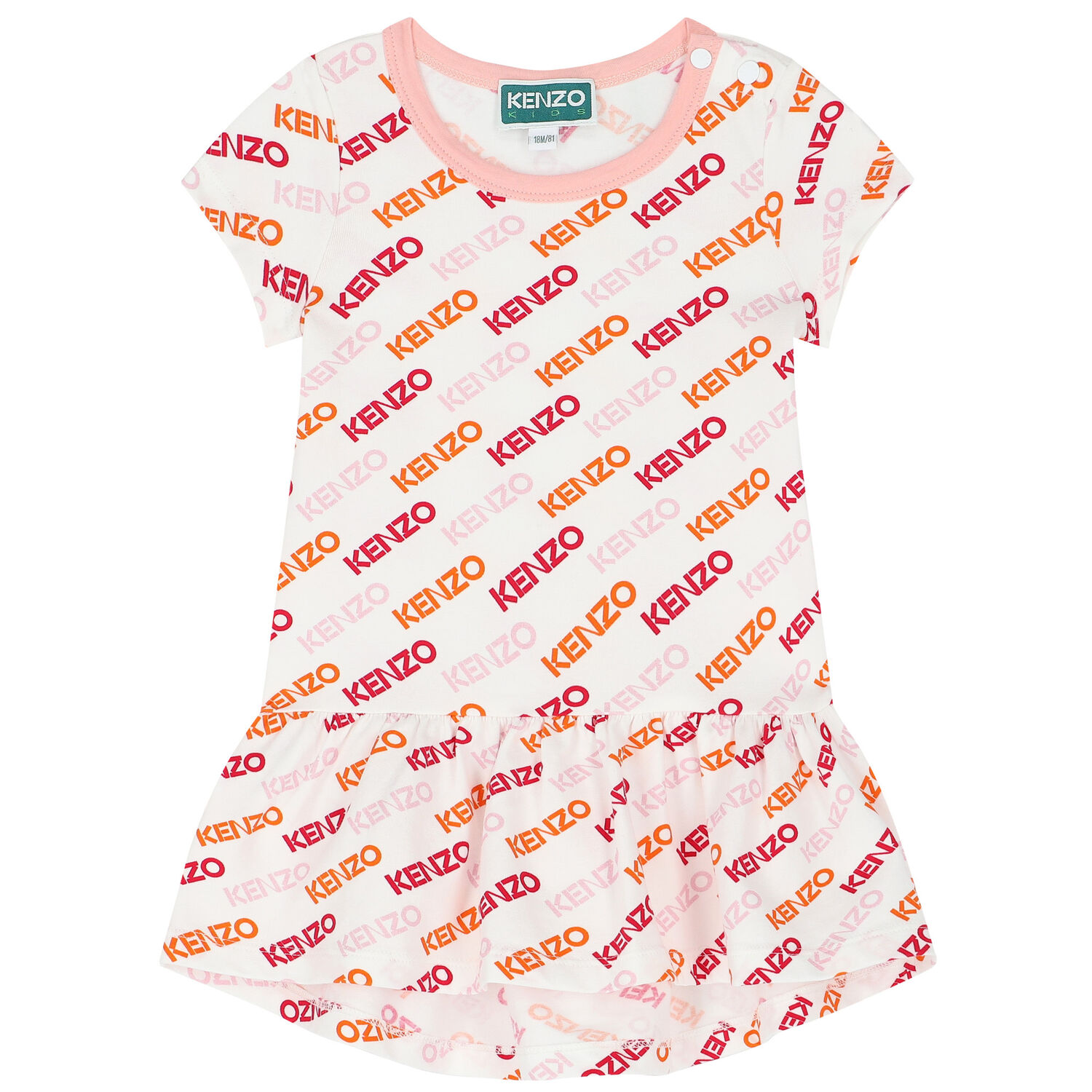 Younger Girls White Logo Dress, 1, hi-res