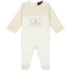 Ivory & Gold Logo Babygrow & Hat Set, 3, hi-res