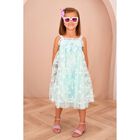 Girls Green Appliqued Tulle Dress, 1, hi-res