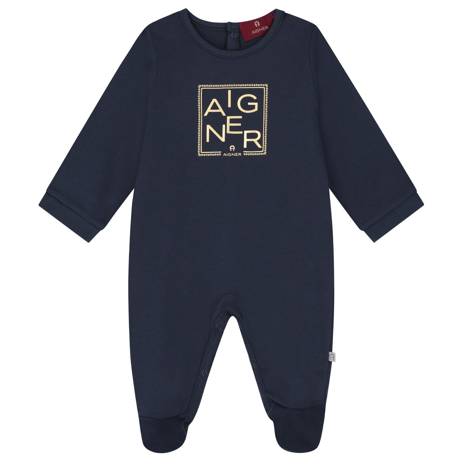 Boys Navy Blue & Gold Babygrow, Hat & Bib Gift Set, 1, hi-res