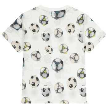 Boys White Multi Football T-Shirt