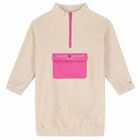 Girls Ivory Velour Dress, 1, hi-res