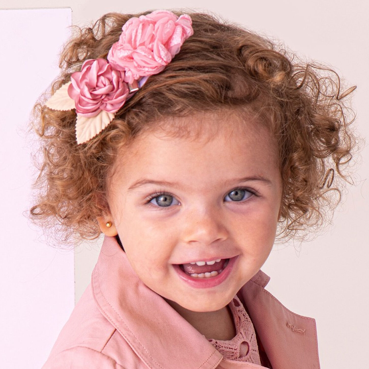 Girls Pink Flower Headband, 2, hi-res