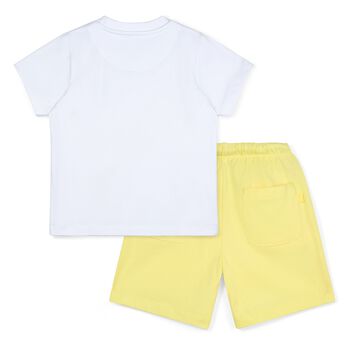 Boys White & Yellow Shorts Set