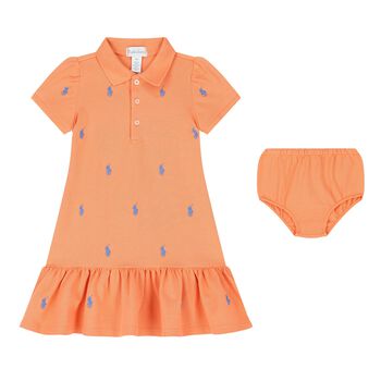 Baby Girls Orange Cotton Polo Dress