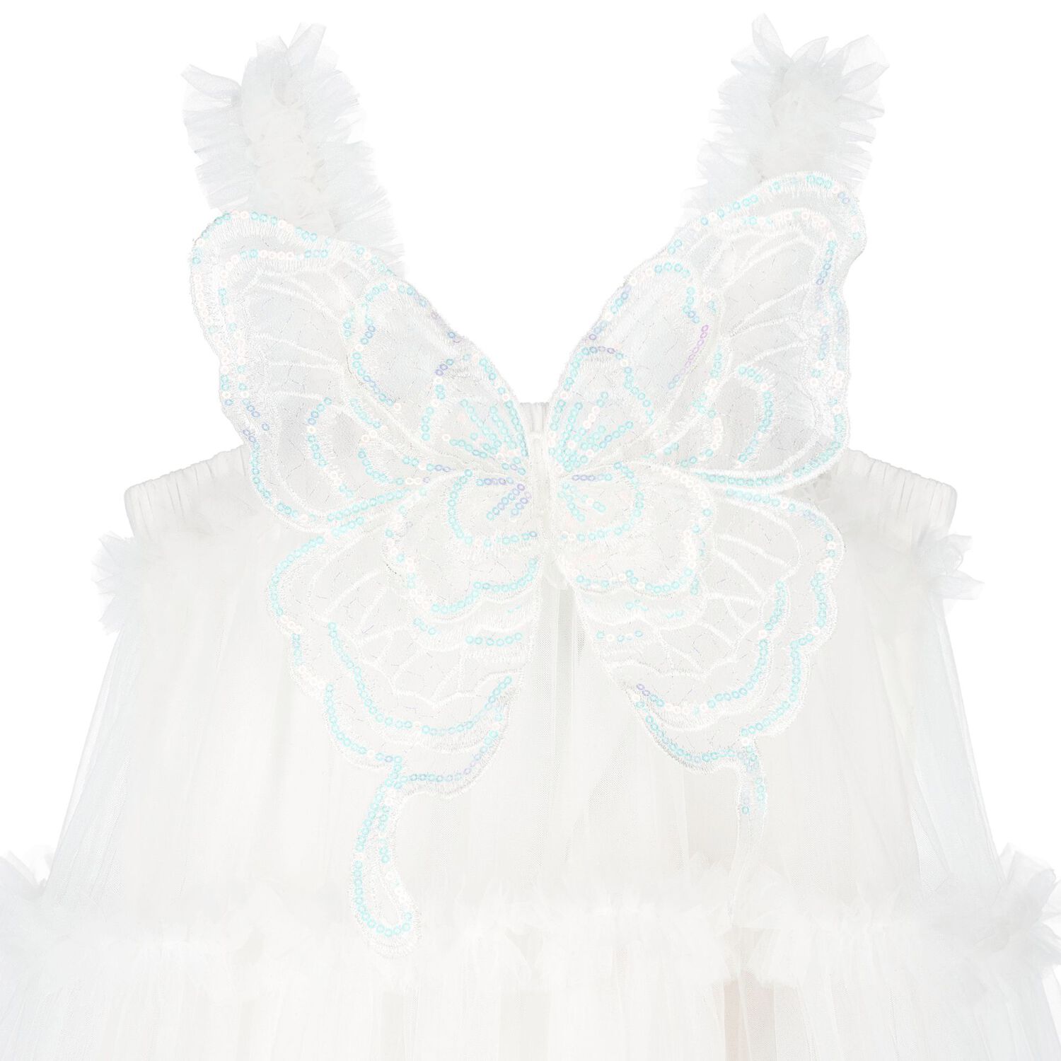 Girls Ivory Butterfly Tulle Dress, 2, hi-res image number null