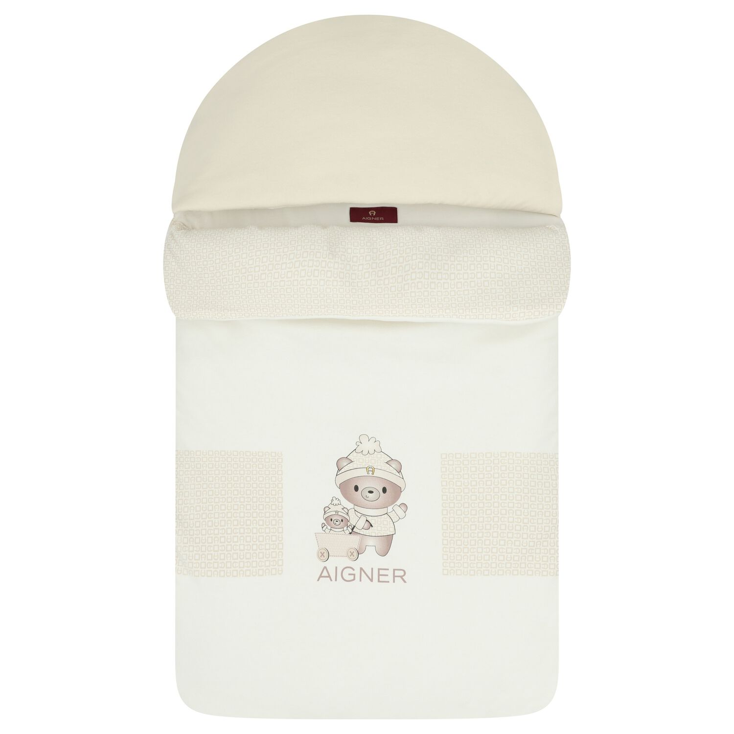 Ivory & Beige Teddy Bear Logo Baby Nest, 1, hi-res